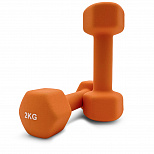 Гантели UNIX Fit неопреновая 2 кг Orange, 2 шт
